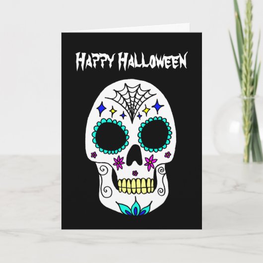 Halloween Sugar Skull Gruß Karte (Vorderseite)
