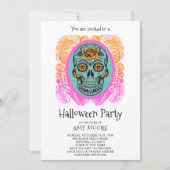 Halloween Sugar Skull-Party Einladung (Vorderseite)