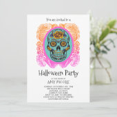 Halloween Sugar Skull-Party Einladung (Stehend Vorderseite)