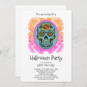 Halloween Sugar Skull-Party Einladung (Vorne/Hinten)