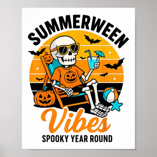 Halloween Summer Webes Spooky Skeleton Float Poster (Vorne)