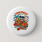 Halloween Summer Ween Skeleton Spooky Vacation Flo Button (Vorderseite)