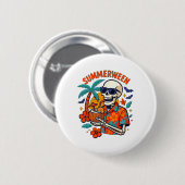 Halloween Summer Ween Skeleton Spooky Vacation Flo Button (Vorne & Hinten)