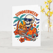 Halloween Summer Ween Skeleton Spooky Vacation Flo Karte (Gelbe Blume)