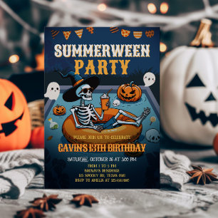 Halloween Summerween Pool Geburtstag Einladung