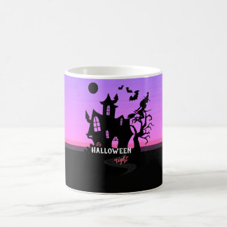 Halloween Sunset Night Hexe and Bats Hunted House Kaffeetasse