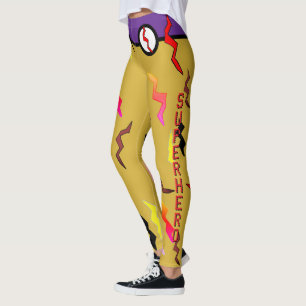 Halloween Superheld lila goldene Blitze Leggings