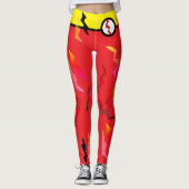 Halloween Superhero Yellow Lightning Bolts Leggings (Vorderseite)