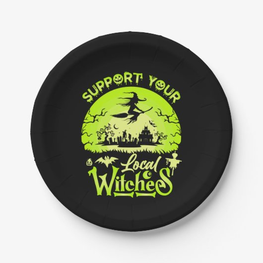 Halloween Support Your Local Witches Birthday Pappteller (Vorderseite)
