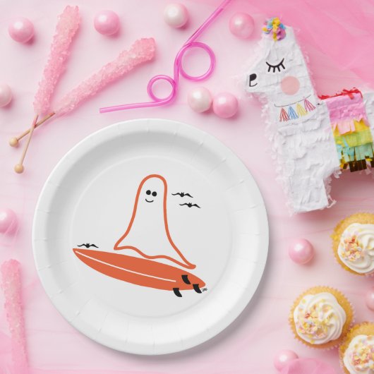 Halloween Surfer Ghost schwarz Pappteller (Party)