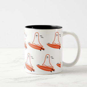 Halloween Surfer Ghost schwarz Zweifarbige Tasse