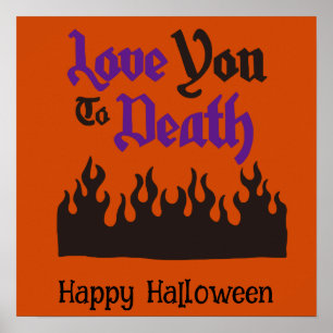 Halloween Süß Lustig Whimsical Schwarze Flamme Poster