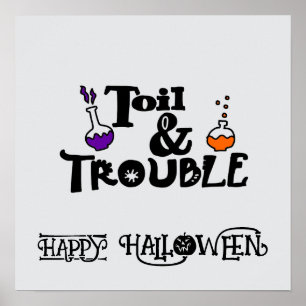 Halloween Süß Lustig Whimsical Toil & Trouble Poster