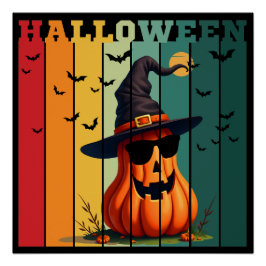 Halloween süß lustiger Kürbis vintage Herbst Poster
