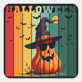 Halloween süß lustiger Kürbis vintage Herbst Quadratischer Aufkleber