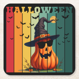 Halloween süß lustiger Kürbis vintage Herbst Rechteckiger Pappuntersetzer