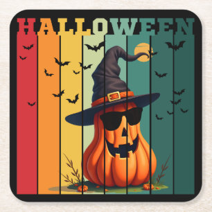 Halloween süß lustiger Kürbis vintage Herbst Rechteckiger Pappuntersetzer
