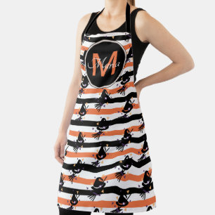 Halloween Süße Hexe Streifen Orange Schwarz Monogr Schürze