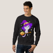 Halloween Süße Hexe Weiße Katze Sweatshirt (Vorne ganz)