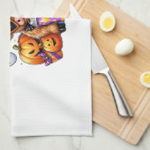 Halloween Süße Highland-Kuh Geschirrtuch (Viertel Falte)