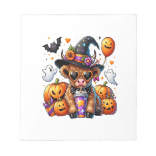 Halloween Süße Highland-Kuh Notizblock