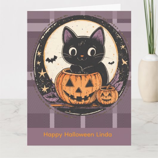 Halloween Süße Katze Herbst Karte (Vorderseite)