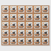Halloween Süße Katze Kürbis Geschenkpapier (Flach)