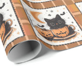 Halloween Süße Katze Kürbis Geschenkpapier (Rolleneckpunkt)
