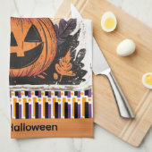 Halloween Süße Katze Kürbis Geschirrtuch (Viertel Falte)