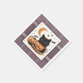 Halloween Süße Katze Kürbis Serviette (Ecke)