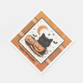 Halloween Süße Katze Kürbis Serviette (Ecke)