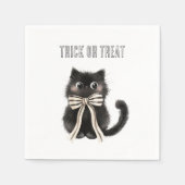 Halloween Süße schwarze Katze Süßes oder Saures Serviette (Vorderseite)