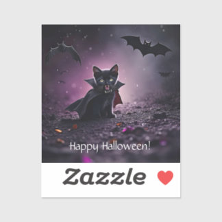 Halloween Süße schwarze Katze Vampir Aufkleber