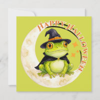 Halloween Süßer Frosch Kröte Hexenkarte