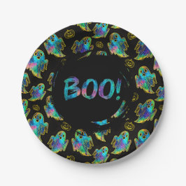 Halloween Süßer Geist Faux Glitter Pappteller