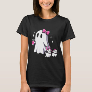 Halloween Süßer Geist Gehender Hund Gruseliger Ros T-Shirt