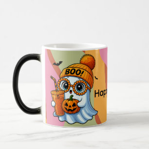 Halloween Süßer Geist Herbst Rosa Orange Verwandlungstasse