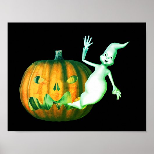 Halloween Süßer Geist Jack O Lantern Poster (Vorne)