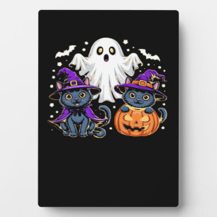 Halloween Süßer Geist Kürbis Katze Klassisches T-S Fotoplatte