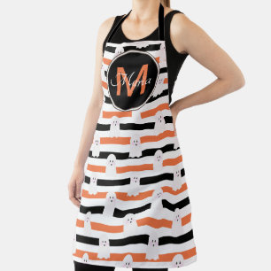 Halloween Süßer Geist Streifen Orange Schwarz Mono Schürze