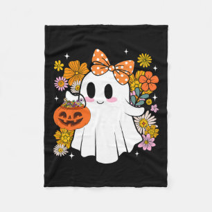 Halloween Süßer Geist Vintage Floral Trick Or Trea Fleecedecke