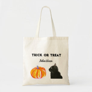 Halloween Süßer Kürbis Schwarze Katze Modern  Tragetasche