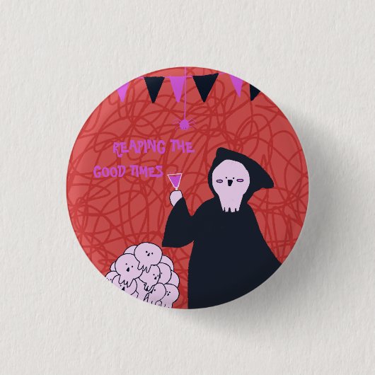 Halloween Süßer Sensenmann Button (Vorderseite)