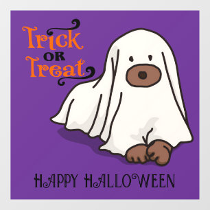 Halloween Süßer Spuk Whimsical Geist Hund Lila Fensteraufkleber