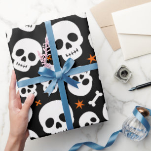 Halloween Süßer Totenkopf Grusel Muster Geschenkpapier