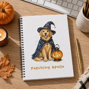 Halloween Süßer Zauberer Golden Retriever Notizblock