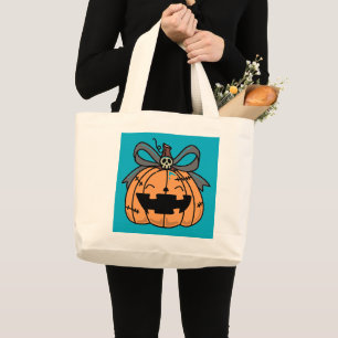 Halloween,Süßes Gesicht Kürbis,Spaßig , Jack O' La Jumbo Stoffbeutel