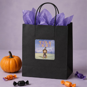 Halloween Süßes Kind Hexen Kostüm Süßes oder Saure Quadratischer Aufkleber