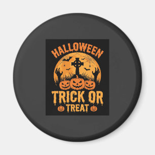 Halloween Süßes oder Saures Kürbis-Friedhofs-Desig Magnet