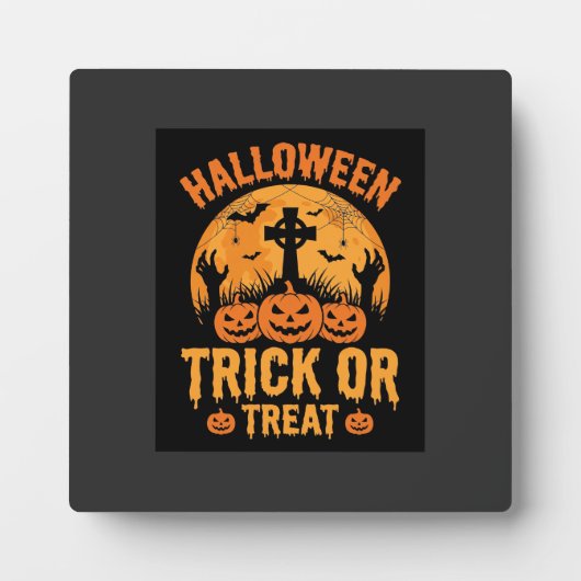 Halloween Süßes oder Saures Kürbisfriedhof Design Fotoplatte (Vorderseite)